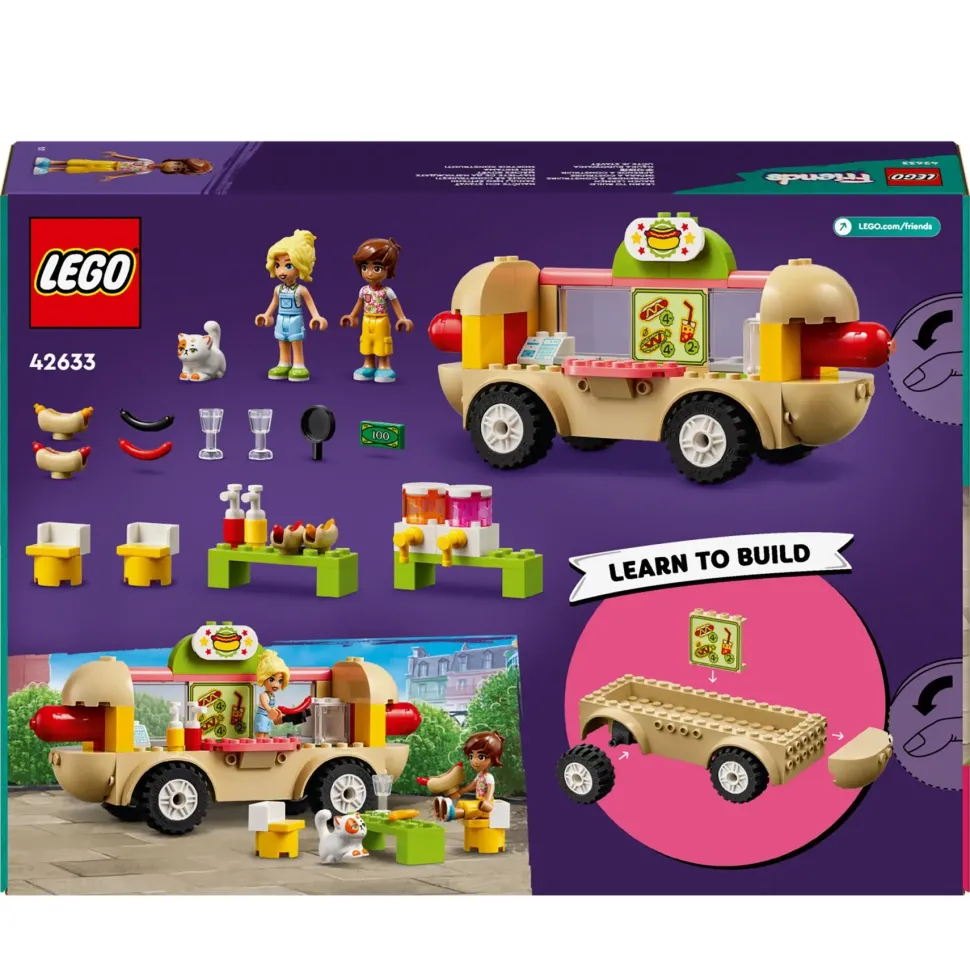 Lego Friends 42633 Food Truck Hot-Dog, Giochi Per Bambini 4+, Piccolo Camion Giocattolo Con Cucina, 2 Mini Bamboline E Gatto