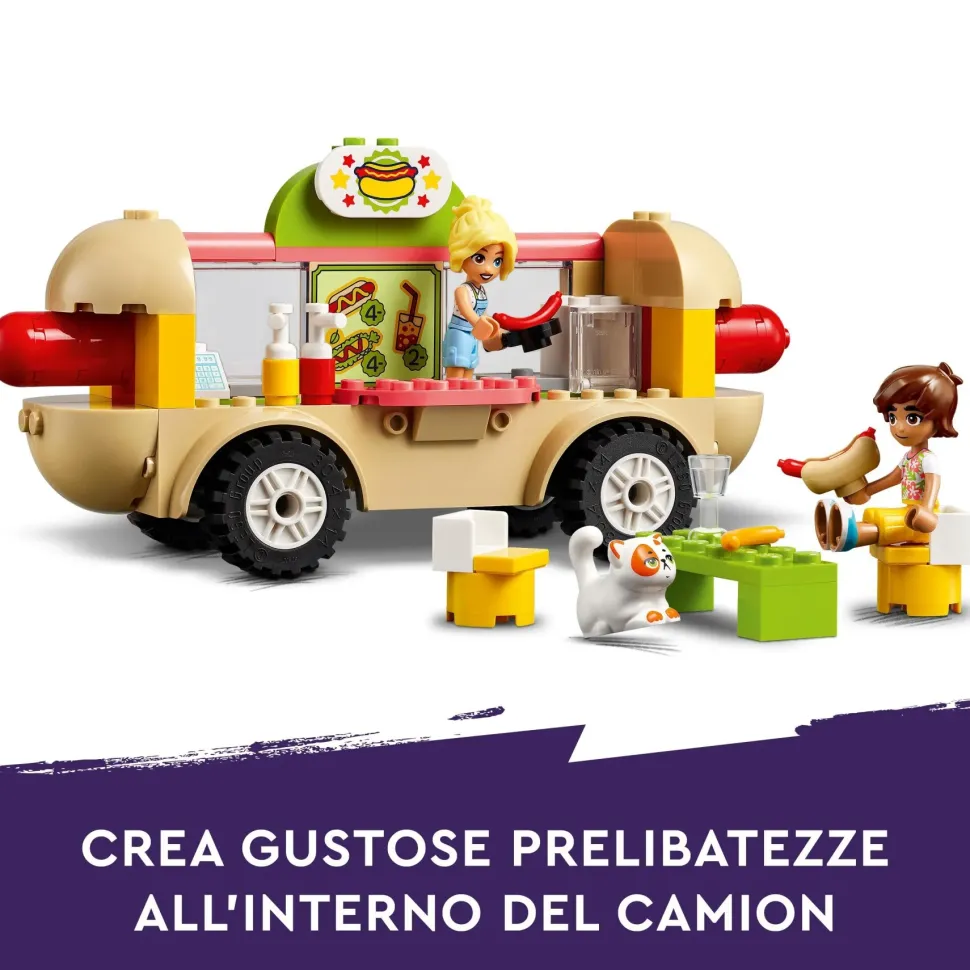 Lego Friends 42633 Food Truck Hot-Dog, Giochi Per Bambini 4+, Piccolo Camion Giocattolo Con Cucina, 2 Mini Bamboline E Gatto