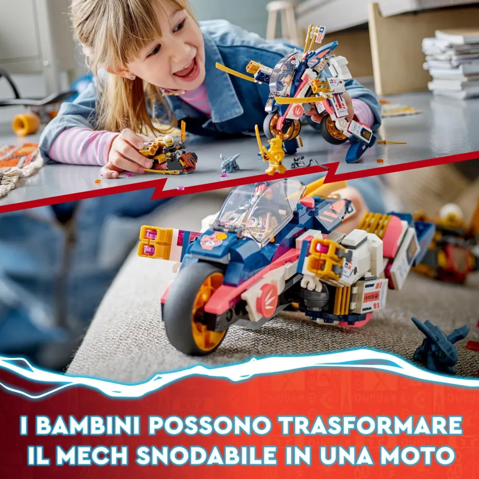 Lego Ninjago 71792 Moto-Mech Transformer Di Sora, Set Giochi 2In1 Con Action Figure Mech Trasformabile In Moto Giocattolo