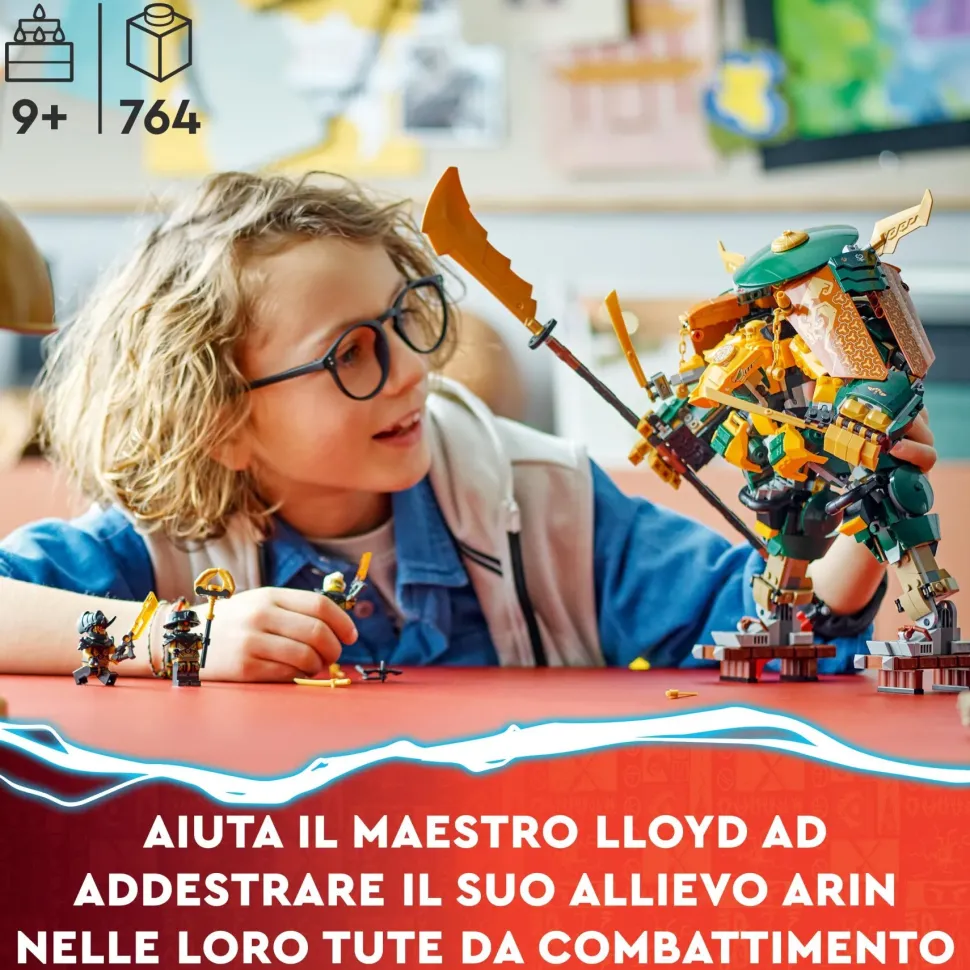 Lego Ninjago 71794 Team Mech Ninja Di Lloyd E Arin, Set Con 2 Action Figure Combinabili E 5 Minifigure, Giochi Per Bambini 9+