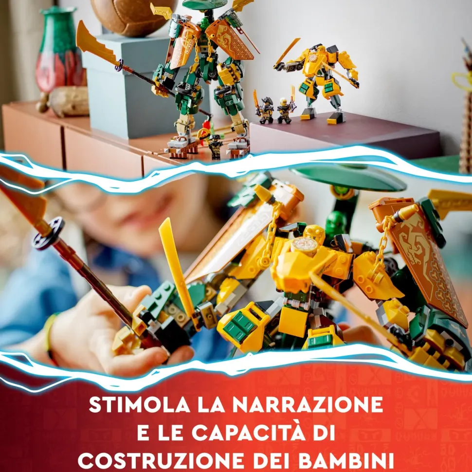 Lego Ninjago 71794 Team Mech Ninja Di Lloyd E Arin, Set Con 2 Action Figure Combinabili E 5 Minifigure, Giochi Per Bambini 9+