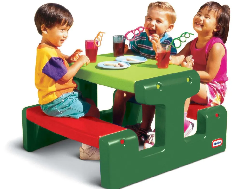Little Tikes Tavolino Da Picnic Junior Per Bambini Fino A 4 Posti Per Giocare, Fare I Compiti & Costruire