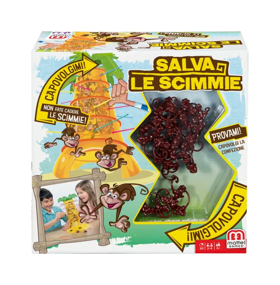 Mattel Games Salva Le Scimmie, Gioco In Scatola Per 2-4 Giocatori