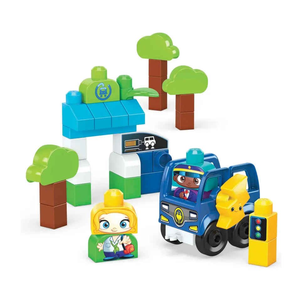 Mega Bloks Green Town Bus Ecologico Amici Bio, Set Da Costruzione Con 36 Blocchi, Giocattolo Per Bambini 1+ Anni, Hdx90