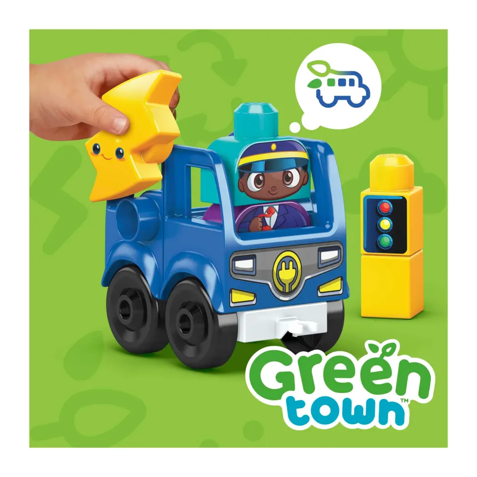 Mega Bloks Green Town Bus Ecologico Amici Bio, Set Da Costruzione Con 36 Blocchi, Giocattolo Per Bambini 1+ Anni, Hdx90