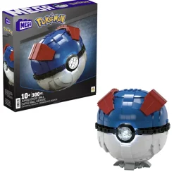 Mega Pokemon Mega Ball Gigante, Set Da Costruire Con 299 Pezzi E Luci, Pulsante Centrale Si Illumina E Lampeggia