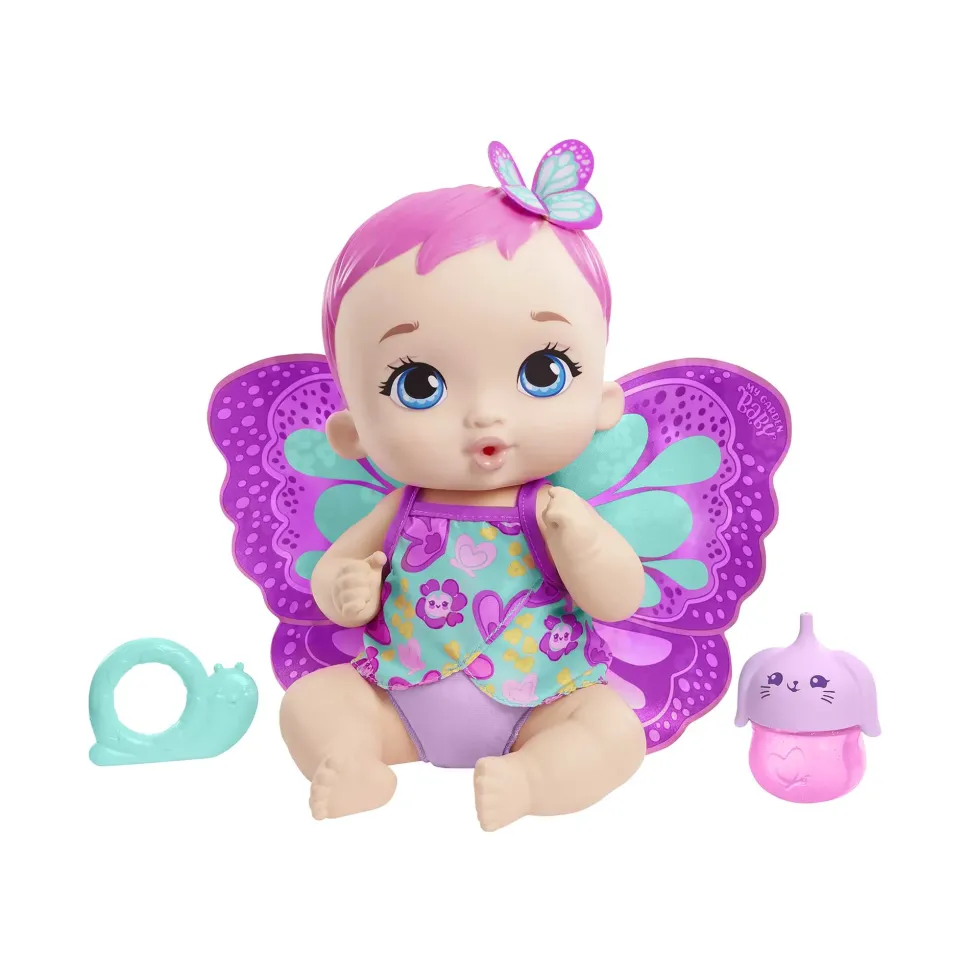 My Garden Baby, Bambola Junior Farfalla Rosa (30 Cm) Con Pannolino Riutilizzabile, Vestiti E Ali Rimovibili; Giocattolo Per Bambini 2+ Anni, Gyp10