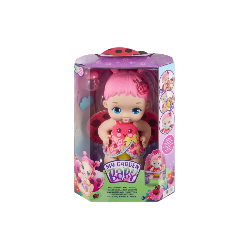 My Garden Baby Bambola Junior Coccinella Con Ali Soffici E Dolce Profumo Floreale, Con Un Pannolino Riutilizzabile, Biberon E Accessori, Giocattolo Per Bambini, 3+ Anni, Hmx27