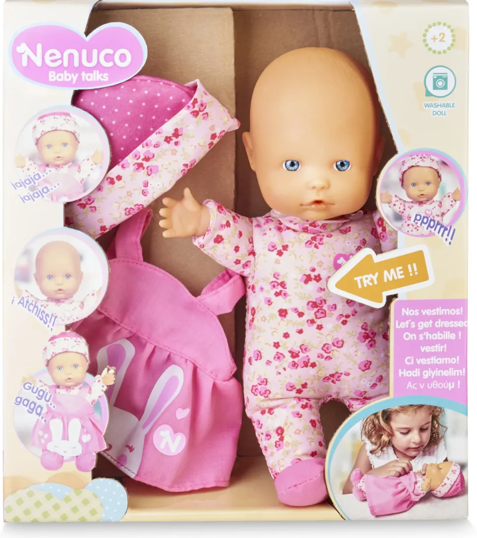 Nenuco Ci Vestiamo, Bambola Morbida 25 Cm, Con Pigiama E Vestitino Rosa Con Suoni