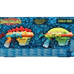 Nerf, Dinosquad Stego-Duo, 2 Blaster, 10 Dardi Nerf Elite 2.0, 2 Design A Forma Di Stegosauro, Blaster Nerf In Gommapiuma Per Giochi All'Aperto Di Bambini E Bambine