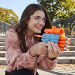 Nerf Elite 2.0, Blaster Prospect Qs-4, 8 Dardi Originali Nerf Elite, Blaster A 4 Dardi, Mirino Telescopico Fisso