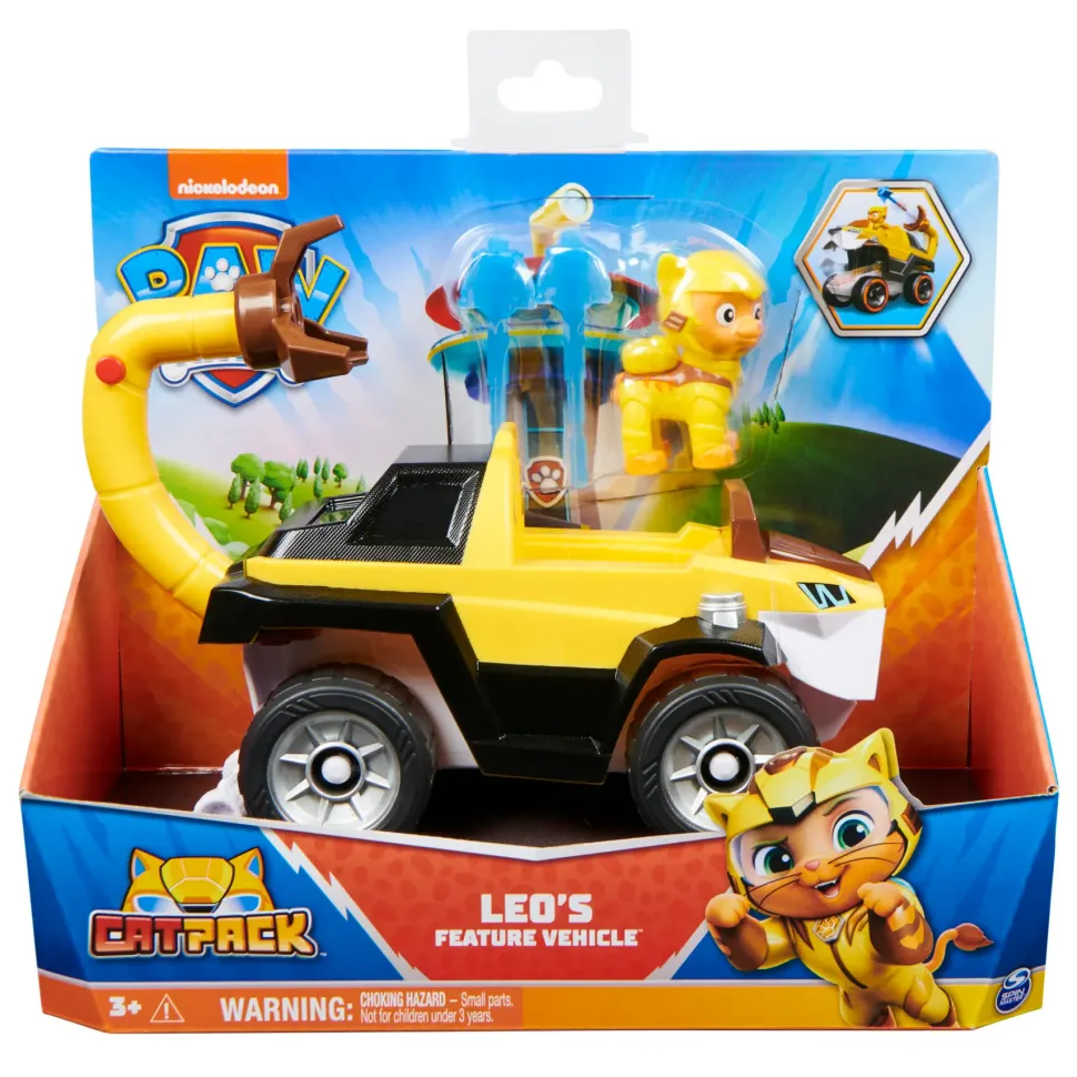 Paw Patrol, Cat Pack, Auto Giocattolo Trasformabile Di Leo Con Action Figure Da Collezione, Giocattoli Per Bambini Dai 3 Anni In Su