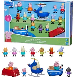 Peppa Pig, Parti Con Peppa!, Giocattolo Per Eta Prescolare, Set Da 15 Pezzi Che Include 12 Action Figure E 3 Veicoli, Dai 3 Anni In Su