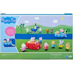 Peppa Pig, Parti Con Peppa!, Giocattolo Per Eta Prescolare, Set Da 15 Pezzi Che Include 12 Action Figure E 3 Veicoli, Dai 3 Anni In Su