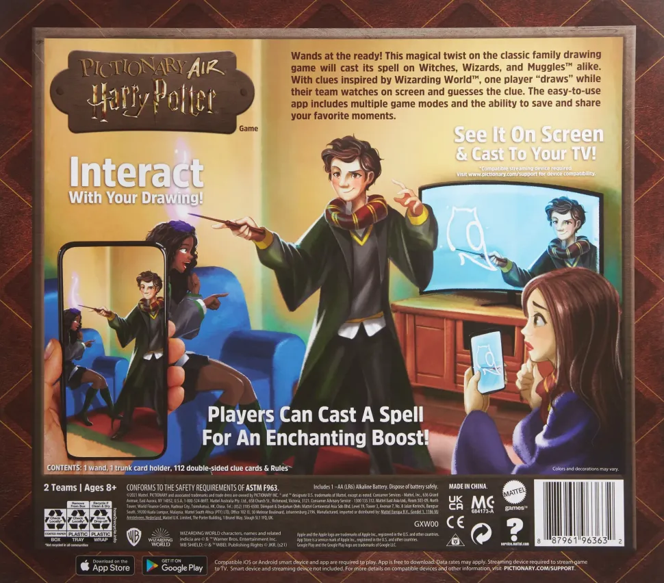 Pictionary Air Harry Potter Gioco Di Disegni Per Famiglie, Con Penna A Forma Di Bacchetta, 8+ Anni