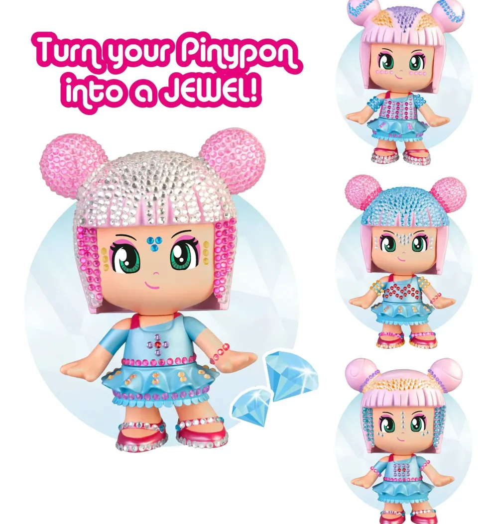 Pinypon Pop & Shine, Personaggio Pinypon Da 17 Cm, Con Oltre 500 Cristalli Colorati, Per Bambine/I Da 4 Anni