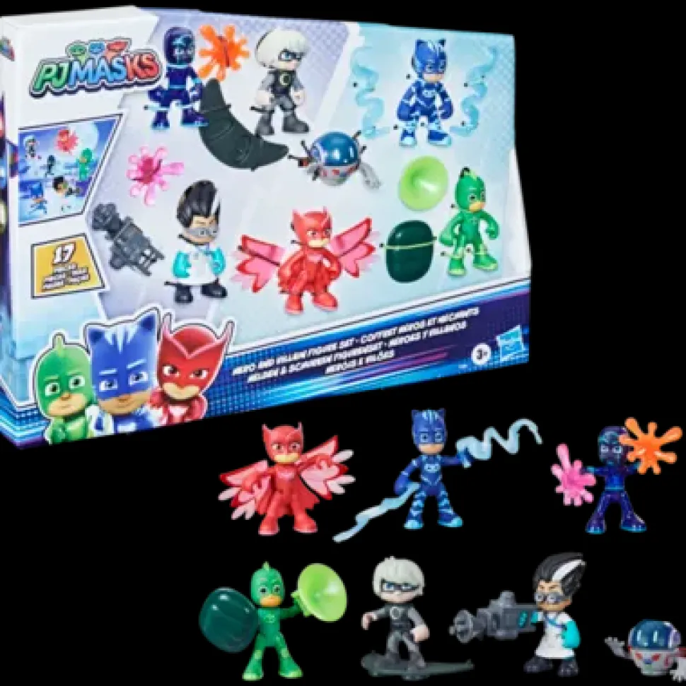 Pj Masks Super Pigiamini, Eroi E Cattivi, Set Da 7 Personaggi E 10 Accessori
