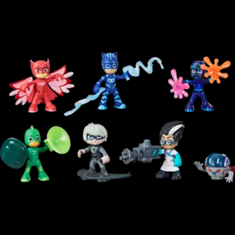 Pj Masks Super Pigiamini, Eroi E Cattivi, Set Da 7 Personaggi E 10 Accessori