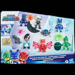 Pj Masks Super Pigiamini, Eroi E Cattivi, Set Da 7 Personaggi E 10 Accessori