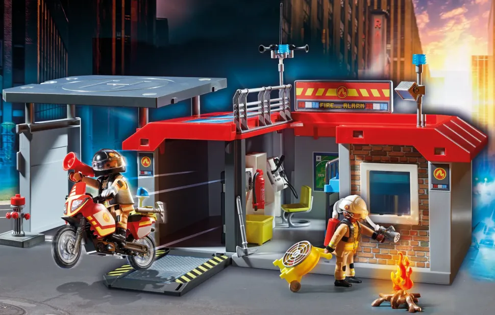 Playmobil City Action 71193 Stazione Dei Vigili Del Fuoco Con Motocicletta Giocattolo Da Viaggio Per Bambini Dai 4 Anni In Su