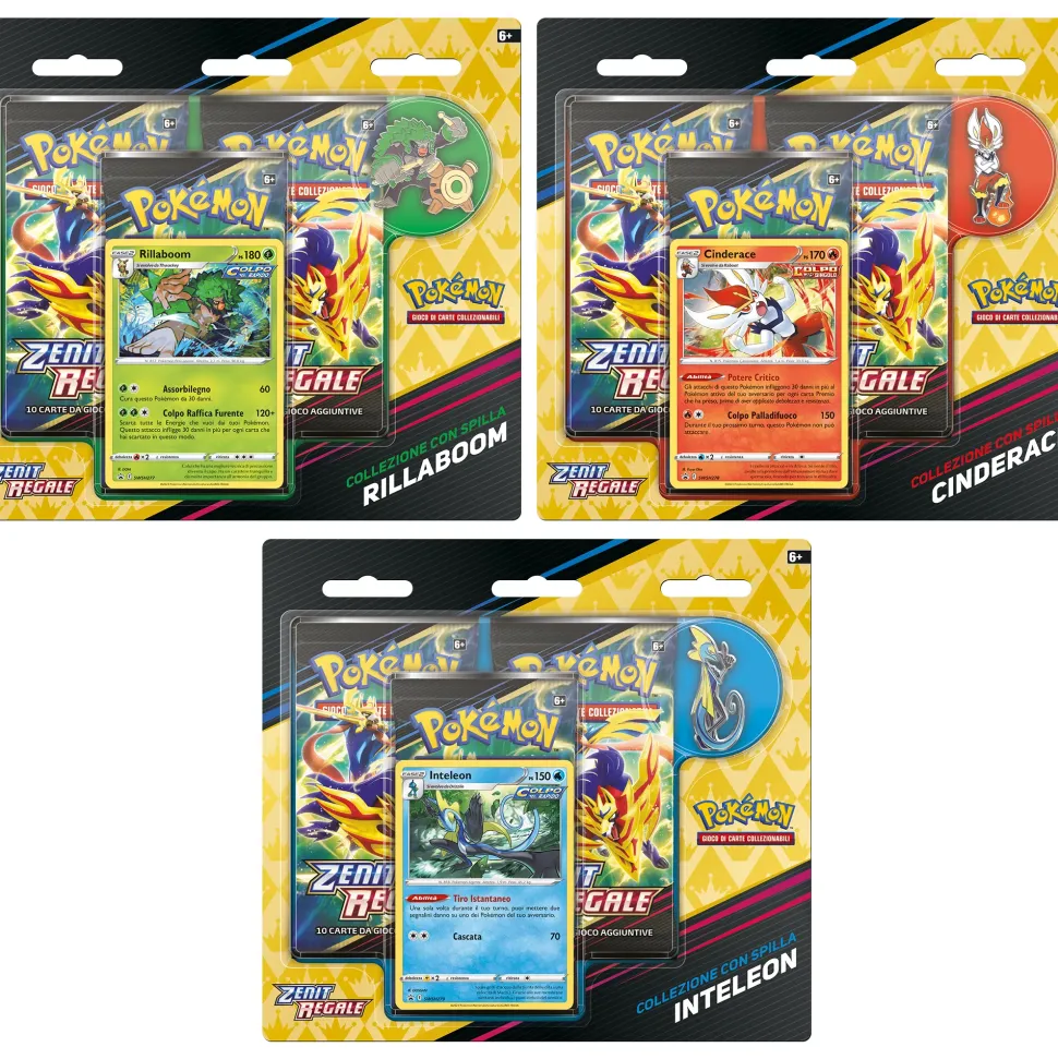 Pokemon Collezione Spilla Rillaboom, Cinderace O Inteleon Zenit Regale
