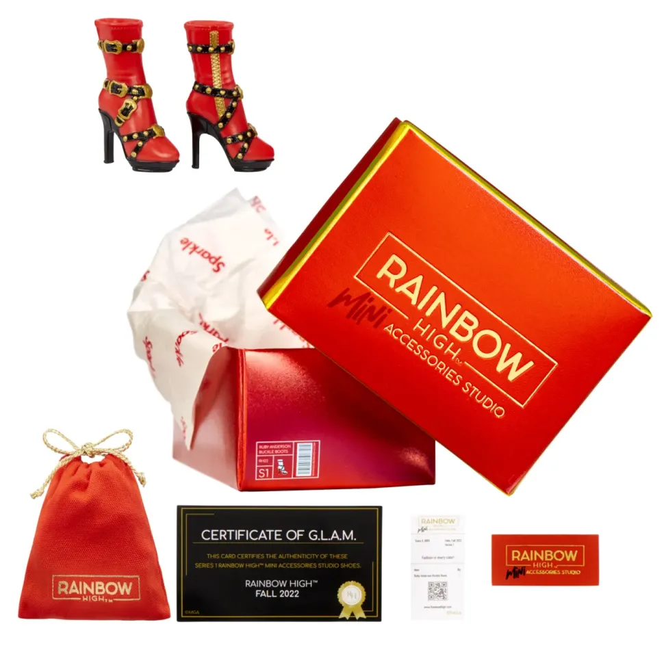 Rainbow High Mini Accessori Studio Scarpe 25+ Paia Collezionabili -Contiene 1 Paio Di Scarpe Di Alta Gamma