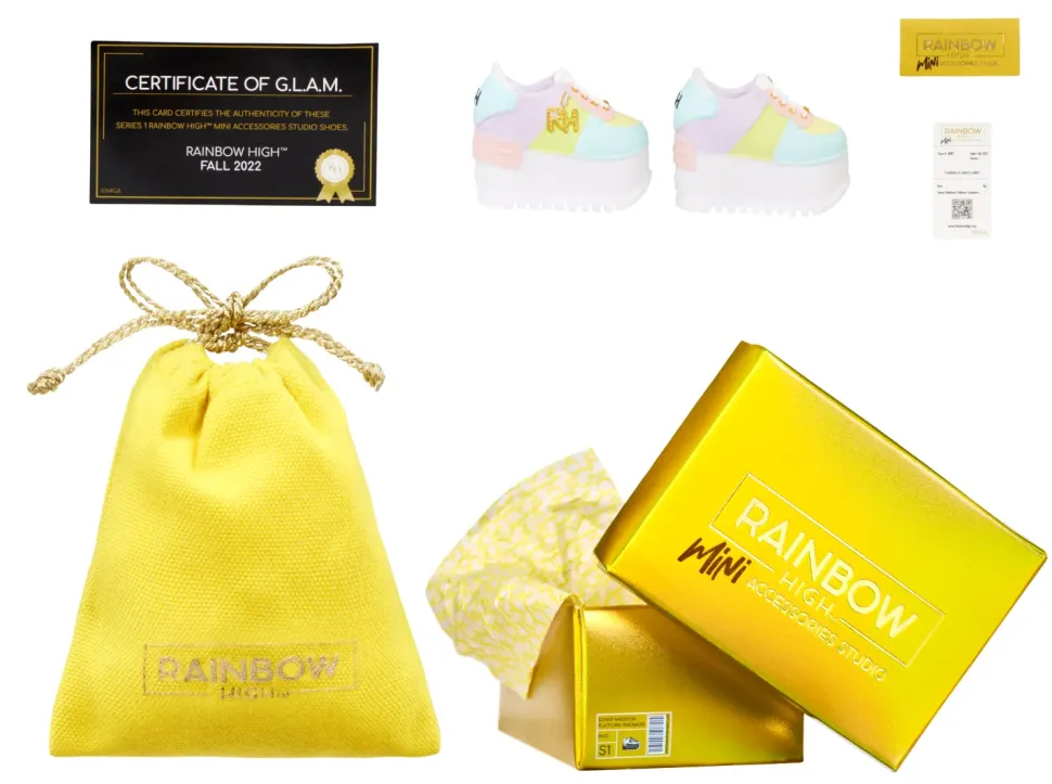 Rainbow High Mini Accessori Studio Scarpe 25+ Paia Collezionabili -Contiene 1 Paio Di Scarpe Di Alta Gamma