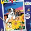 Ravensburger Creart Serie D: Cagnolini Con Girasoli, Kit Per Dipingere Con I Numeri, Gioco Creativo Per Bambini 7+ Anni