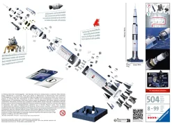 Ravensburger 3D Puzzle Apollo Saturn V Rocket, Razzo Spaziale, 440 Pezzi, 8+ Anni