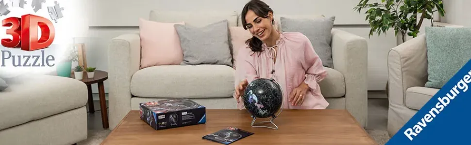 Ravensburger 3D Puzzle Globo Glow In The Dark Costellazioni, Impara Al Geografia In Inglese, 180 Pezzi, 6+ Anni