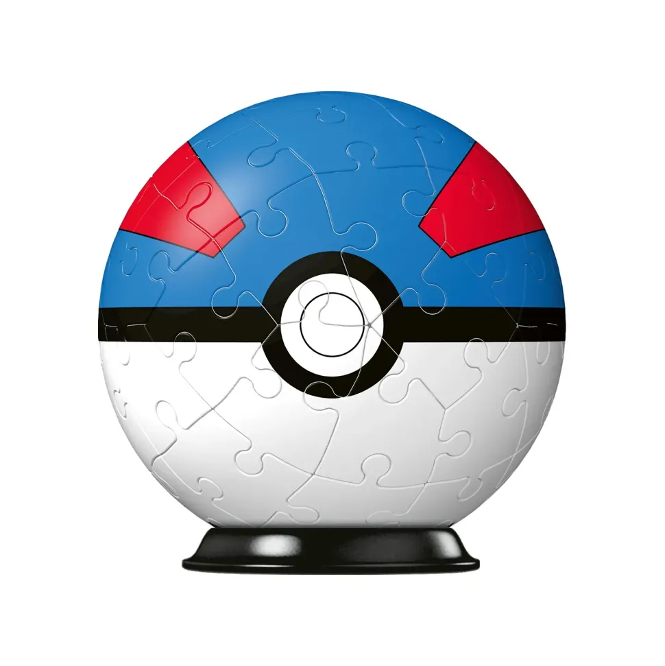 Ravensburger 3D Puzzle Pokemon Pokeball Blu E Rossa, 54 Pezzi, 6+ Anni