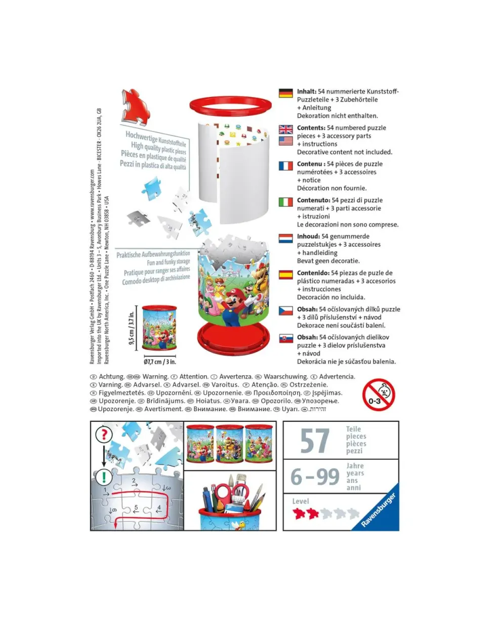 Ravensburger 3D Puzzle Portapenne Super Mario, 54 Pezzi, 6+ Anni