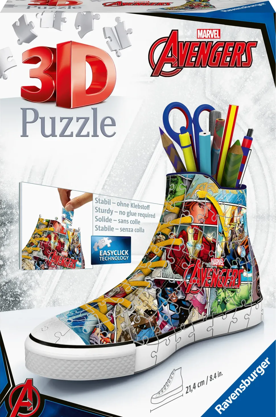 Ravensburger 3D Puzzle Portapenne Sneaker Avengers, 108 Pezzi, 8+ Anni