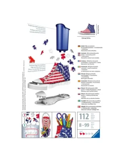 Ravensburger 3D Puzzle Portapenne Sneaker Usa Flag Edition, 108 Pezzi, 8+ Anni