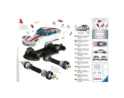 Ravensburger 3D Puzzle Porsche 911, Veicolo, 108 Pezzi, 10+ Anni