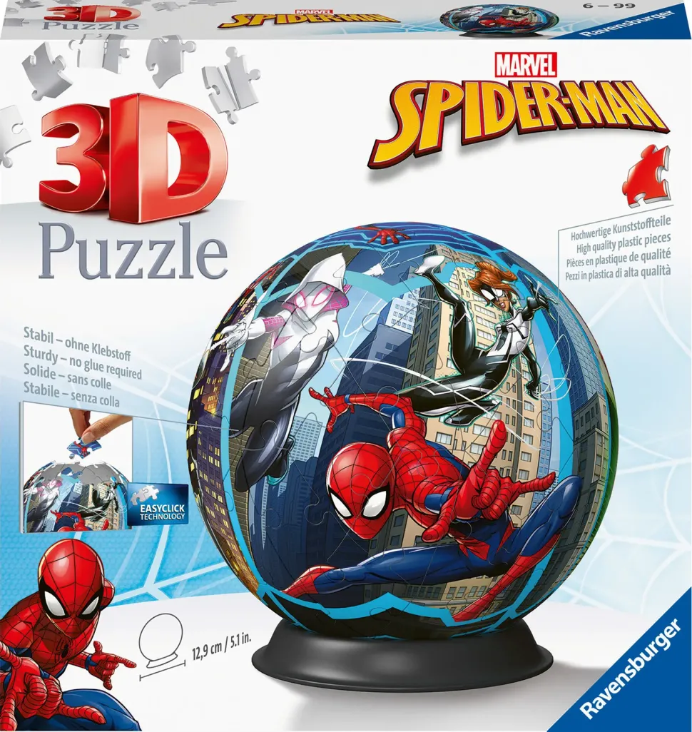 Ravensburger 3D Puzzle Puzzle Ball Spiderman, 72 Pezzi, 6+ Anni