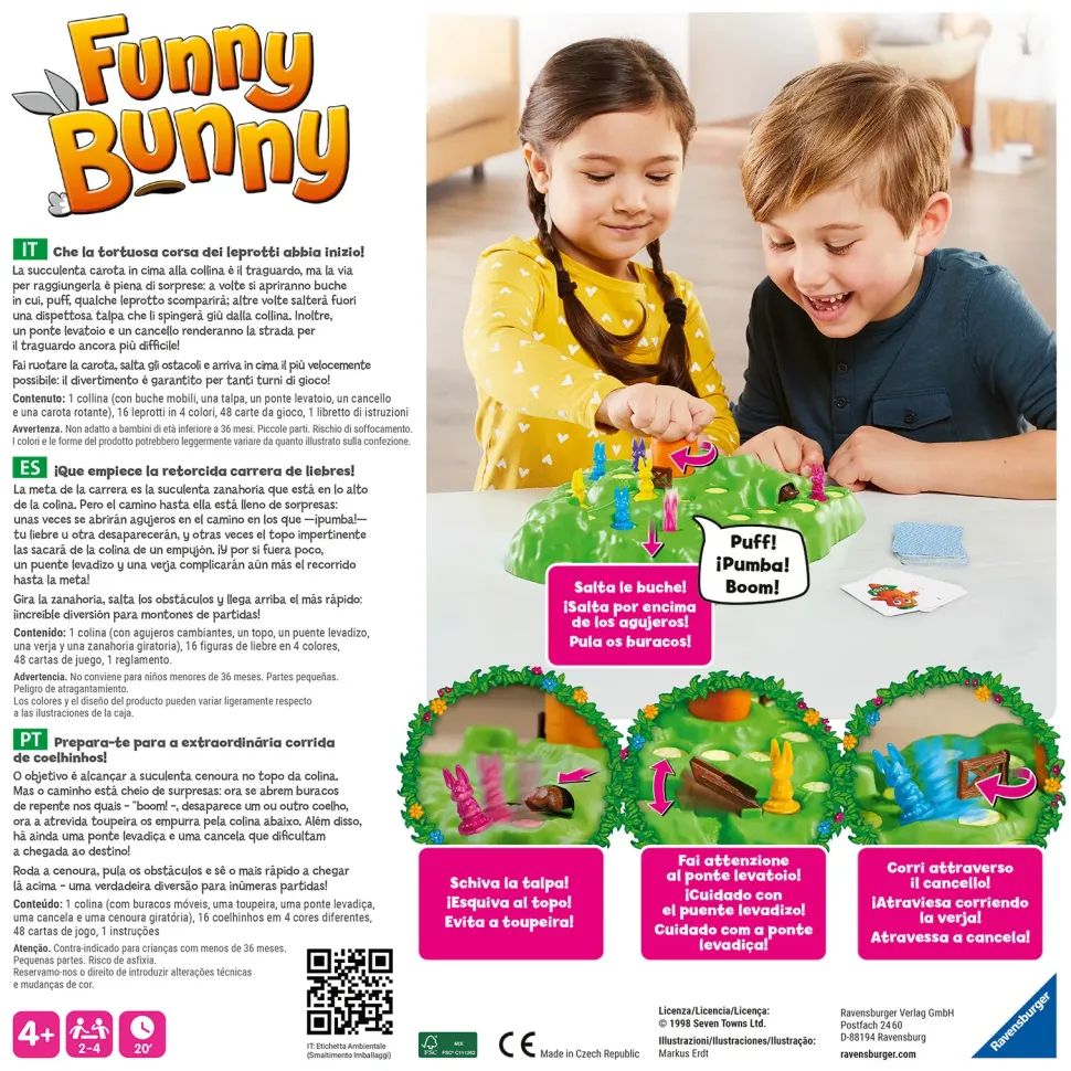 Ravensburger Funny Bunny, Gioco Da Tavolo, Da 2 A 4 Giocatori, 4+ Anni