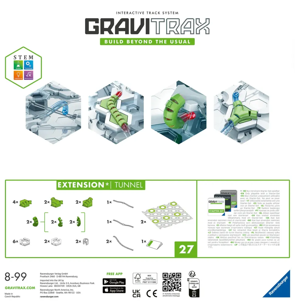 Ravensburger Gravitrax Tunnel, Gioco Innovativo Ed Educativo Stem, 8+ Anni, Accessorio