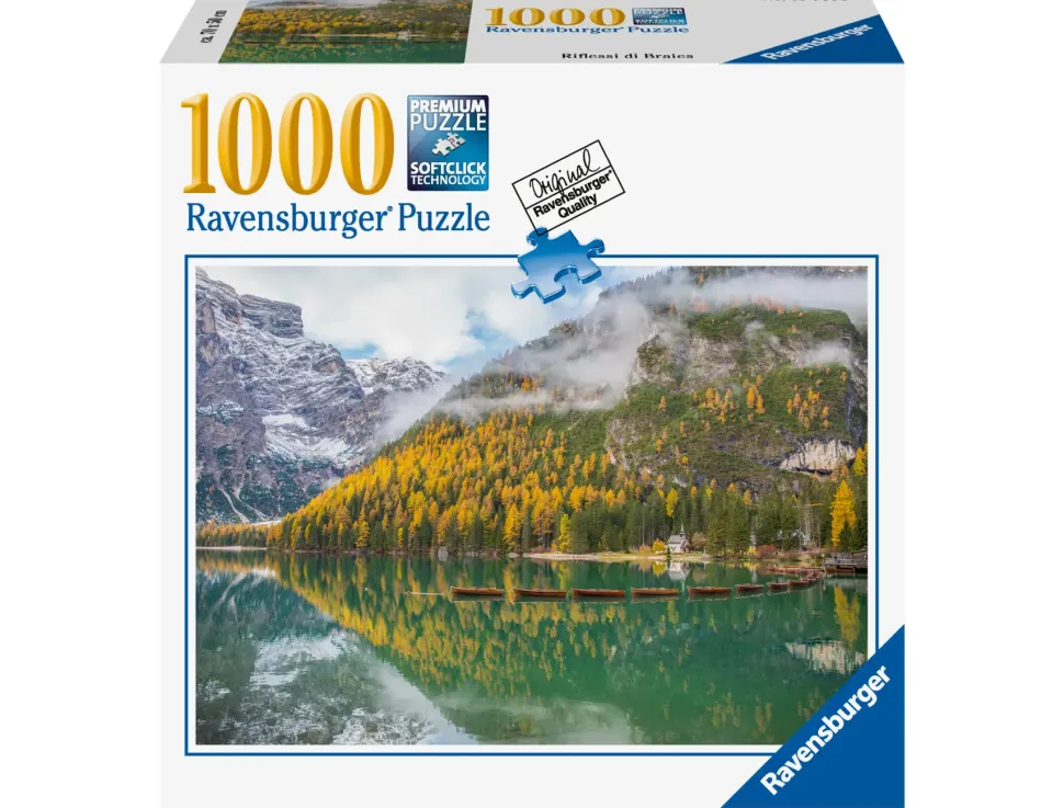 Ravensburger Puzzle Riflessi Di Braies, Collezione Meraviglie Italiane, 1000 Pezzi, Puzzle Adulti