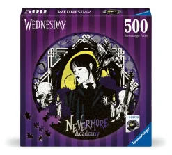 Ravensburger Puzzle Rotondo Mercoledi Addams, Round Puzzle 500 Pezzi, Puzzle Adulti