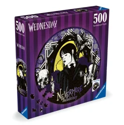 Ravensburger Puzzle Rotondo Mercoledi Addams, Round Puzzle 500 Pezzi, Puzzle Adulti
