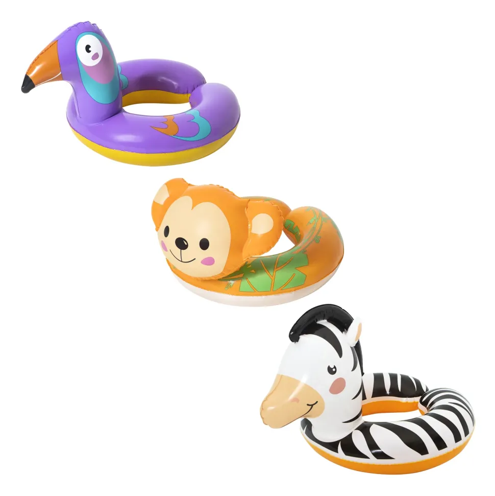 Salvagente Con Testa Animali Buffi Safari, 3-6 Anni, 3 Personaggi Assortiti: Zebra (Cm. 57 51), Tucano (Cm. 57 51), Scimmia (Cm. 45 51)