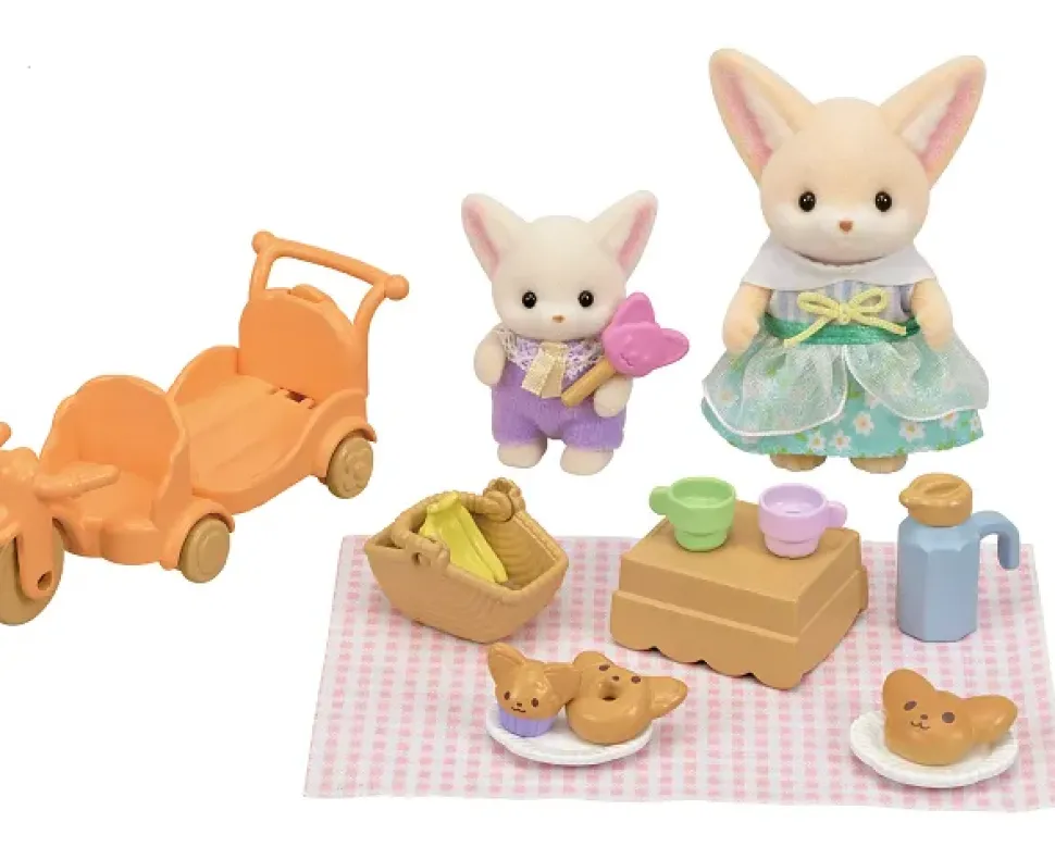 Set Picnic Al Sole Sorella E Bebe Volpe Fennec -Personaggi E Playset Del Meraviglioso Mondo Sylvanian Families