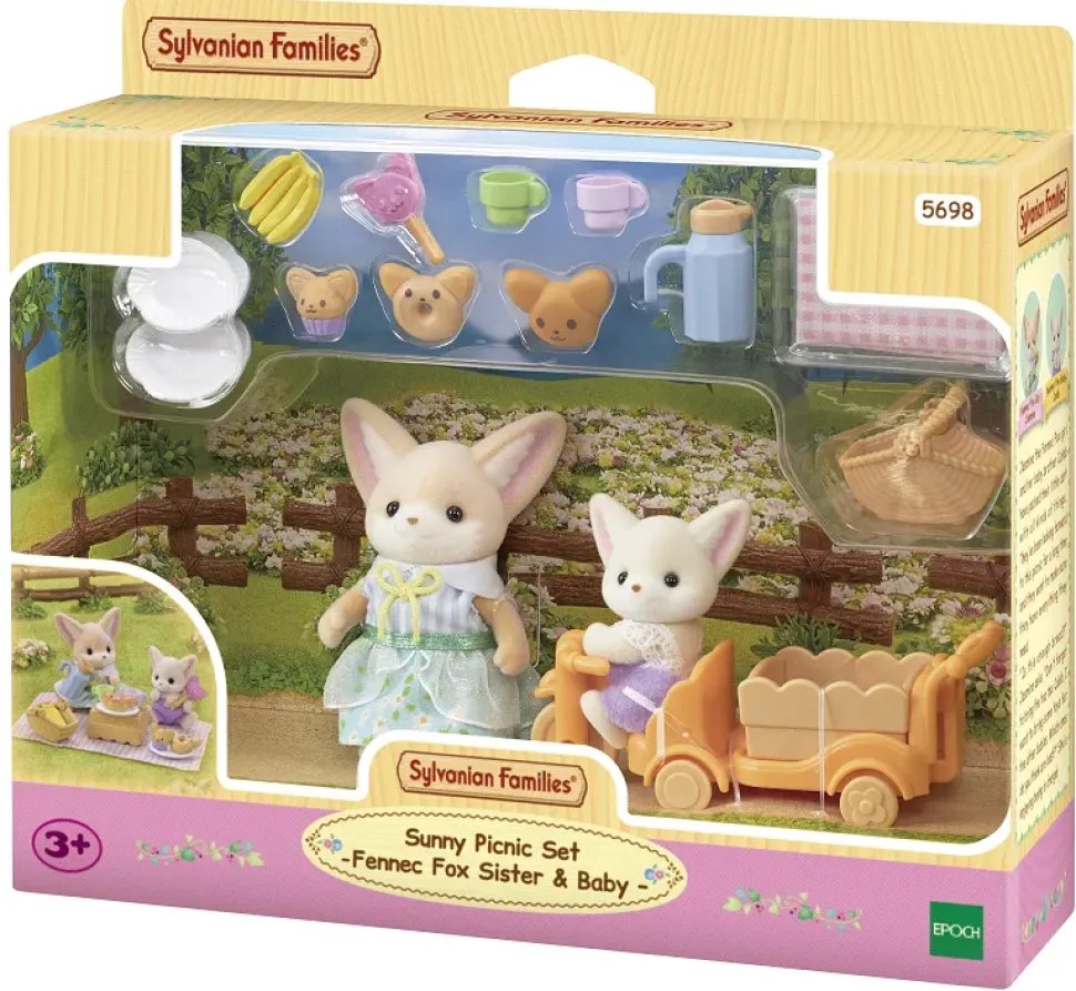 Set Picnic Al Sole Sorella E Bebe Volpe Fennec -Personaggi E Playset Del Meraviglioso Mondo Sylvanian Families