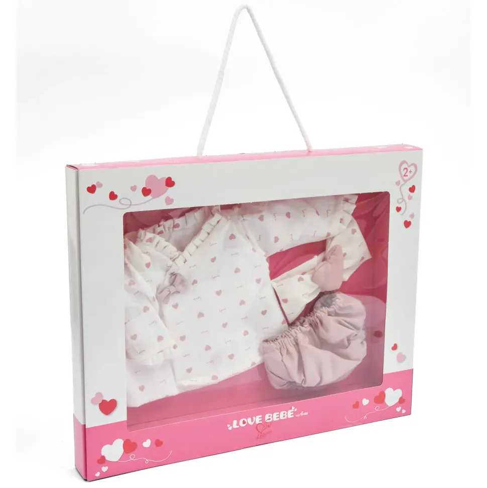 Vestito Bebe Reborn 45 Cm Con Decorazioni A Cuore