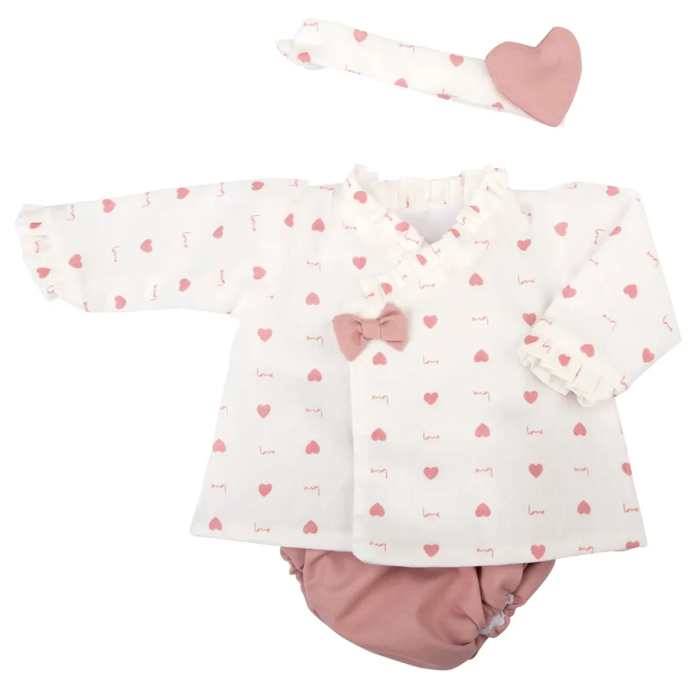 Vestito Bebe Reborn 45 Cm Con Decorazioni A Cuore
